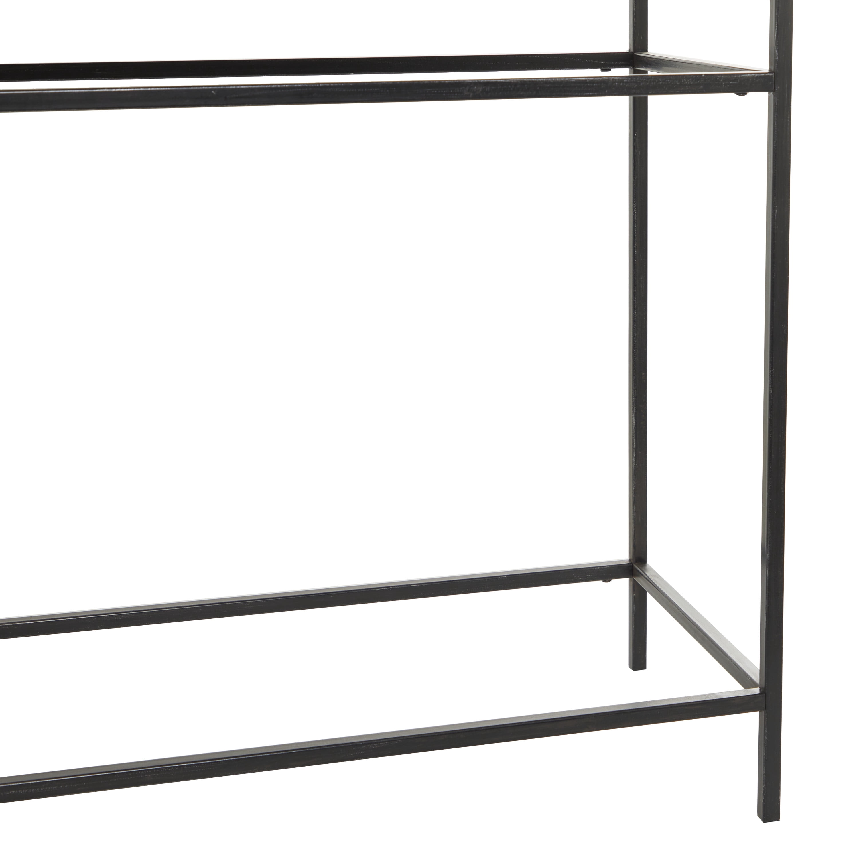 DecMode 48" x 30" Black Metal Console Table with Brown Wood Top, 1-Piece
