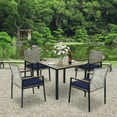 thumbnail image 5 of Tcbosik 5 Piece Outdoor Dining Set with 2.44" Umbrella Hole, 35.4" Square Bistro Table with Wood Top, 4 Rattan Chairs with Cushion, Patio Furniture Set for Garden, Balcony, Porch, Light Gray, 5 of 11