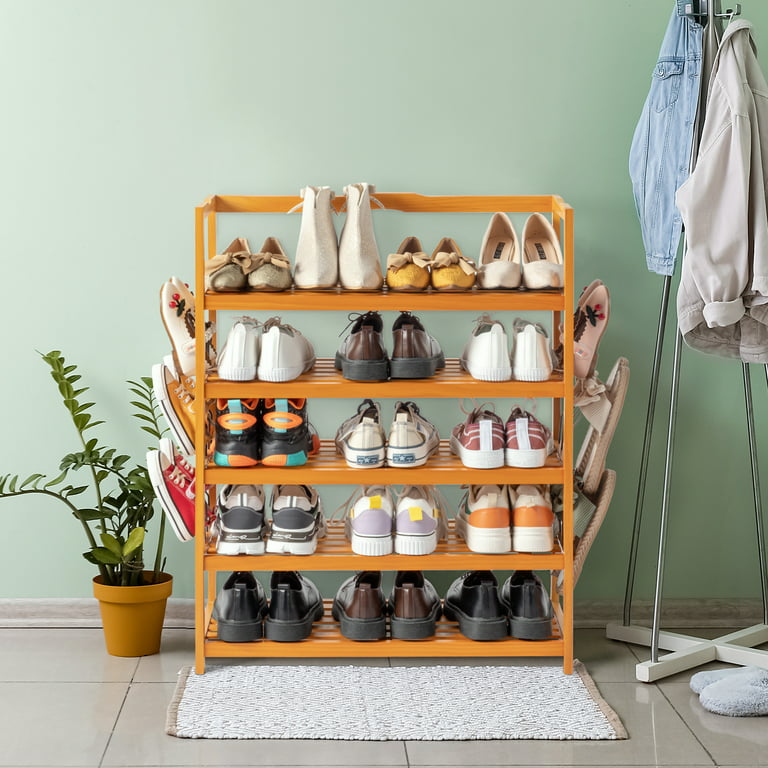 Ktaxon Wood 5-Tier Shoe Rack Sturdy Shoe Shelf Shoe Storage Organizer for  Closet Entryway Hallway Living Room Home Dorm, Wood Color 