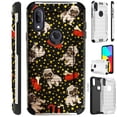 thumbnail image 1 of Compatible with Cricket Lumos | Alcatel Axel Brushed Metal Texture Hybrid Silver Guard Phone Case Cover (Pug Bone), 1 of 1