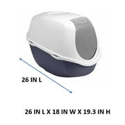 Vibrant Life Mega Smart Cat Cove Enclosed Cat Litterbox, Navy & White, 1 Count