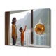 thumbnail image 1 of Una madre y su hijo de pie junto a una gran ventana mirando el paisaje urbano. Decoración para la oficina o la habitación. Estilo enmarcado, 30 x 45 cm., 1 of 8