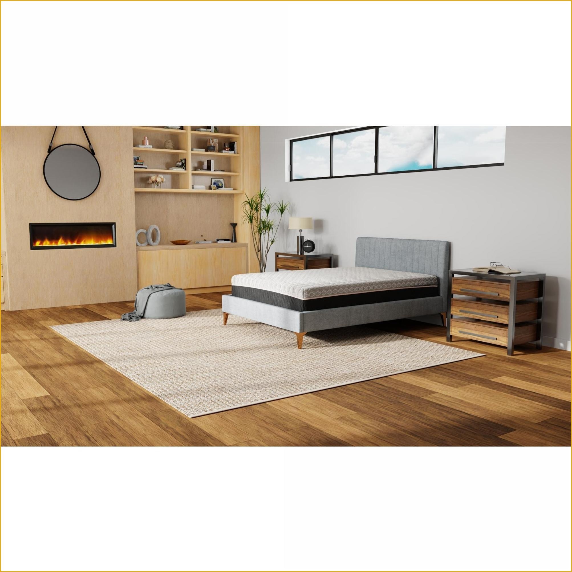 Mattresses 14 Inch Plush Hybrid King with Cooling Fabric, Copper-Infused Memory Foam | Foam+Spring | Charcoal Gray