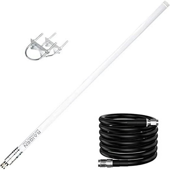 Helium Miner 8 dbi Antenna LoRa 915 MHz 43.3 Inch Tall Outdoor w/Raigen 400 Low Loss Cable Omni-Directional HNT Hotspot for MNTD, Nebra, RAK, Bobcat, Syncrob, and Sensecap