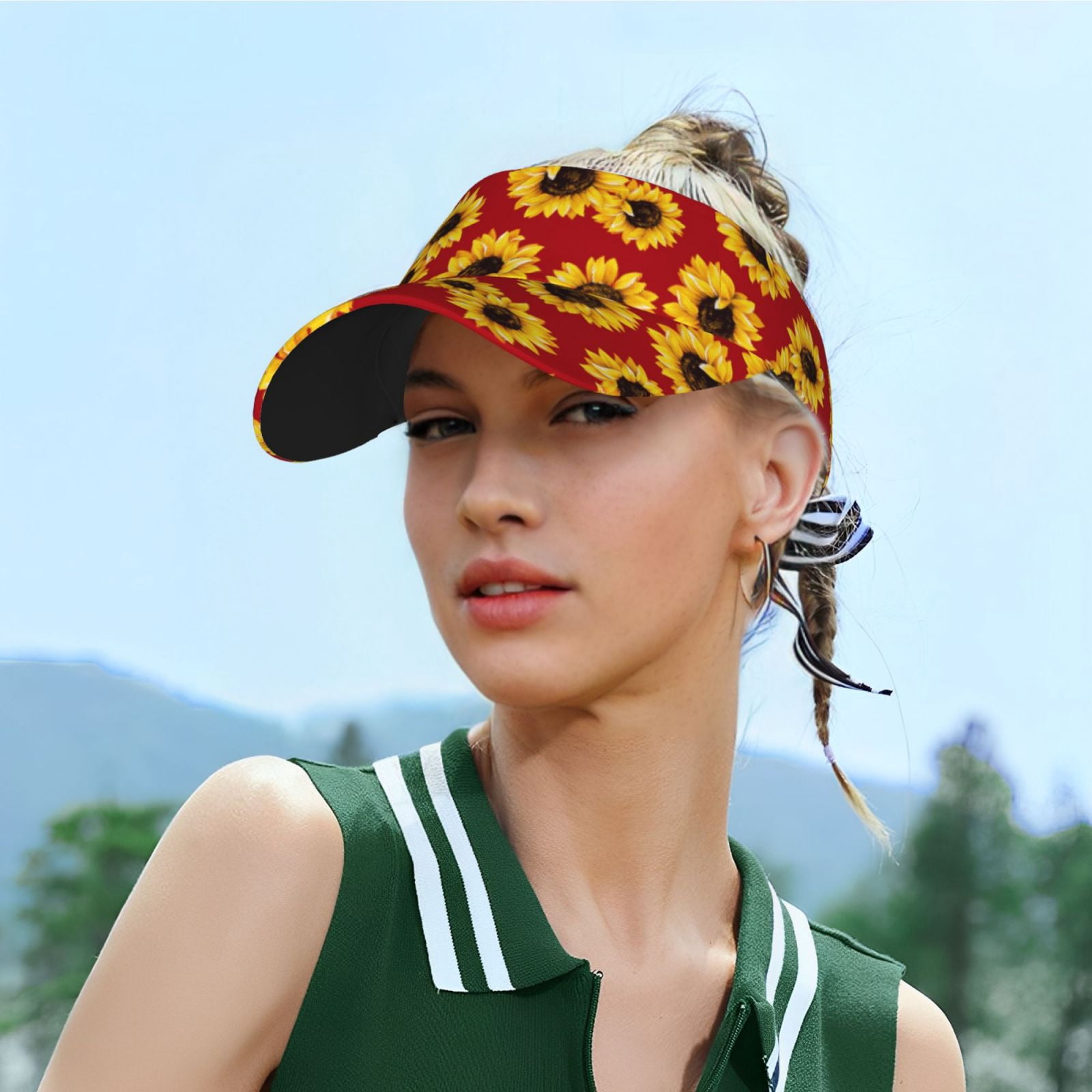 Easygdp Sunflower Cornflower Poppy Stretchy Visor - Unisex 