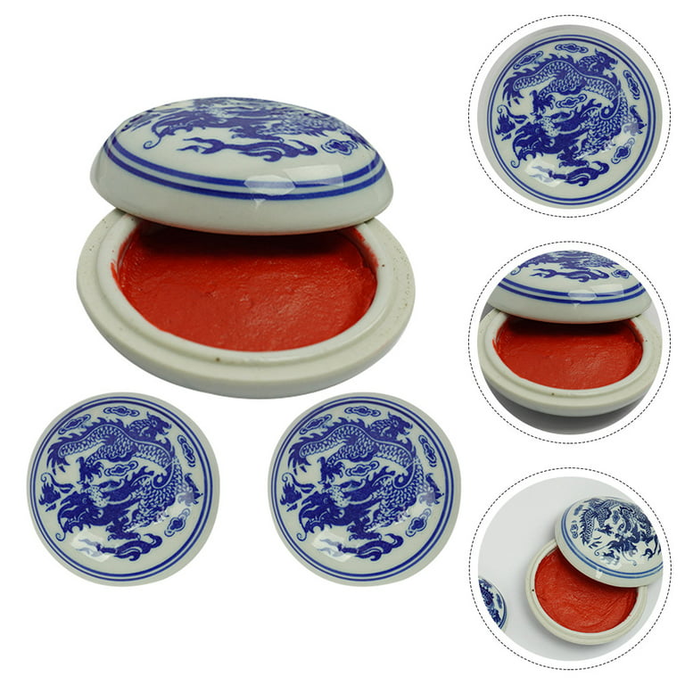 Red Stamp Ink Pad Round Chinese Yinni Pad Red Ink-Paste Quick-Drying Red  Stamp Pad