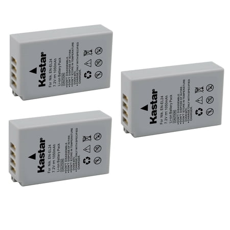 Kastar 3-Pack EN-EL24 Battery Replacement for Nikon EN-EL24 ENEL24 EN-EL24a ENEL24a Battery Nikon MH-31 Charger Nikon 1 J5 1J5 Nikon DL18-50 DL1850 Nikon DL24-85 DL2485 Digital Cameras