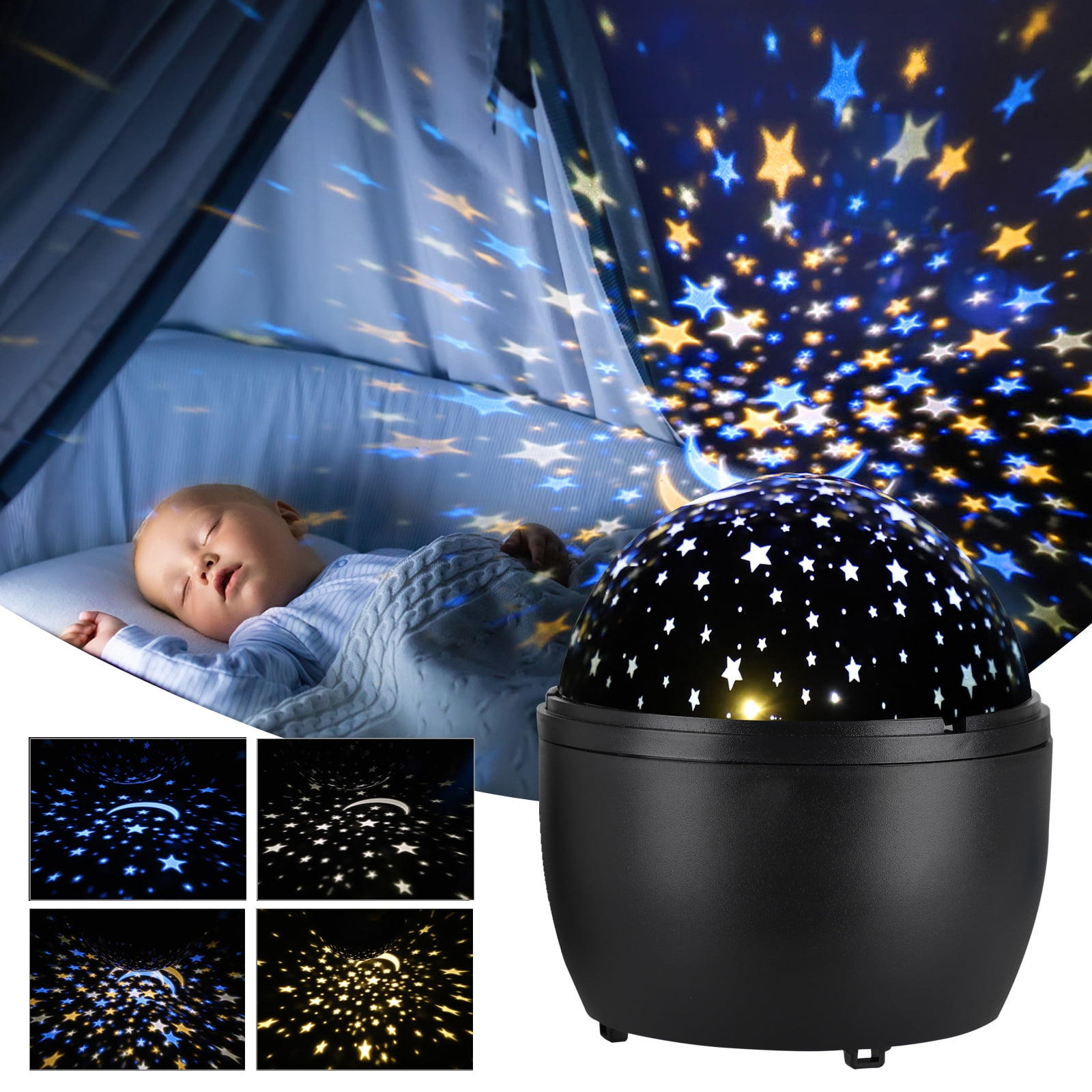 Star Projector Night Light, EEEkit Baby Starry Ceiling Night Lights, 360° Rotating Kids for Bedroom 4 Color Projection Lamp Birthday, Gift for Nursery Women Children Kids - Walmart.com