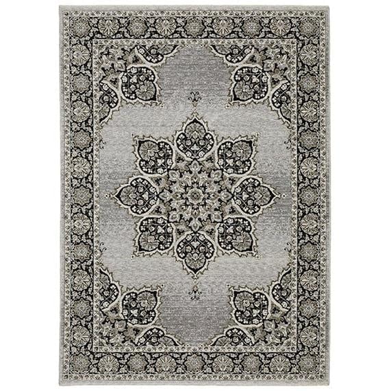 Oriental Weavers Chamberlain Area Rug - CH11L - 2'3" x 7'6" - in Grey/ Black - Vintage Bohemian Style, Stain Resistant, Family and Pet Friendly , Entryway, Hallway Runner Rug