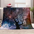thumbnail image 4 of Galaxy Tree Blanket Night Forest Starry Sky Colorful Stars Decor Gifts for Women Kids Girls Men Husband Wife Birthday Autumn Fall Decor Plush Throw 50"x60", 4 of 6