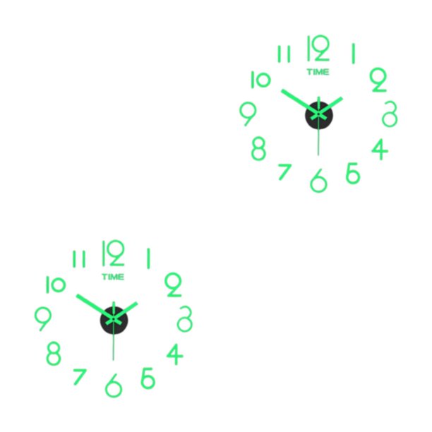 Reloj de pared luminoso 3D Sin marco Injueey Tipo de aguja Calcomanías Sala de estar Hogar