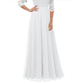 thumbnail image 4 of Robe Formelle pour Femme Robe de Mère de la Mariée Manches 3/4 Robe d'Invitée de Mariage Maxi Robe de Soirée Blanche P, 4 of 6