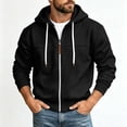 thumbnail image 3 of BVOFAR Mens Zip up Hoodie Casual Hooded Sweatshirt Long Sleeve Jacket Loose Fit Drawstring Athletic Jackets Black XXL, 3 of 7