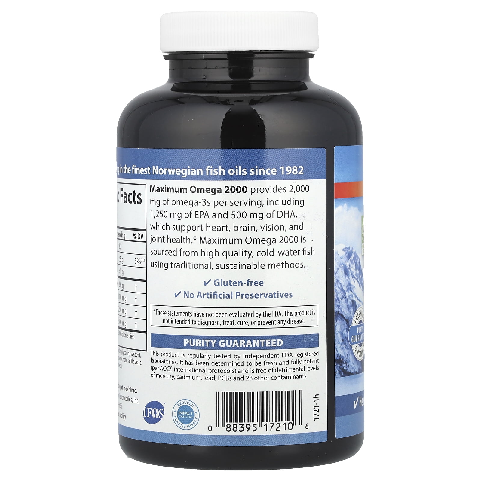 Carlson - Maximum Omega 2000, 2000 mg Omega-3s, Healthy Heart, Brain Function & Vision Support, Lemon, 90 soft gels