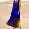 thumbnail image 4 of Robe Longue pour Femmes, Robe pour Femmes, Robe Longue Sans Manches à Col Rond Imprimée, Robe Longue pour Femmes Été, Robe d'Été Décontractée pour Femmes, 4 of 5
