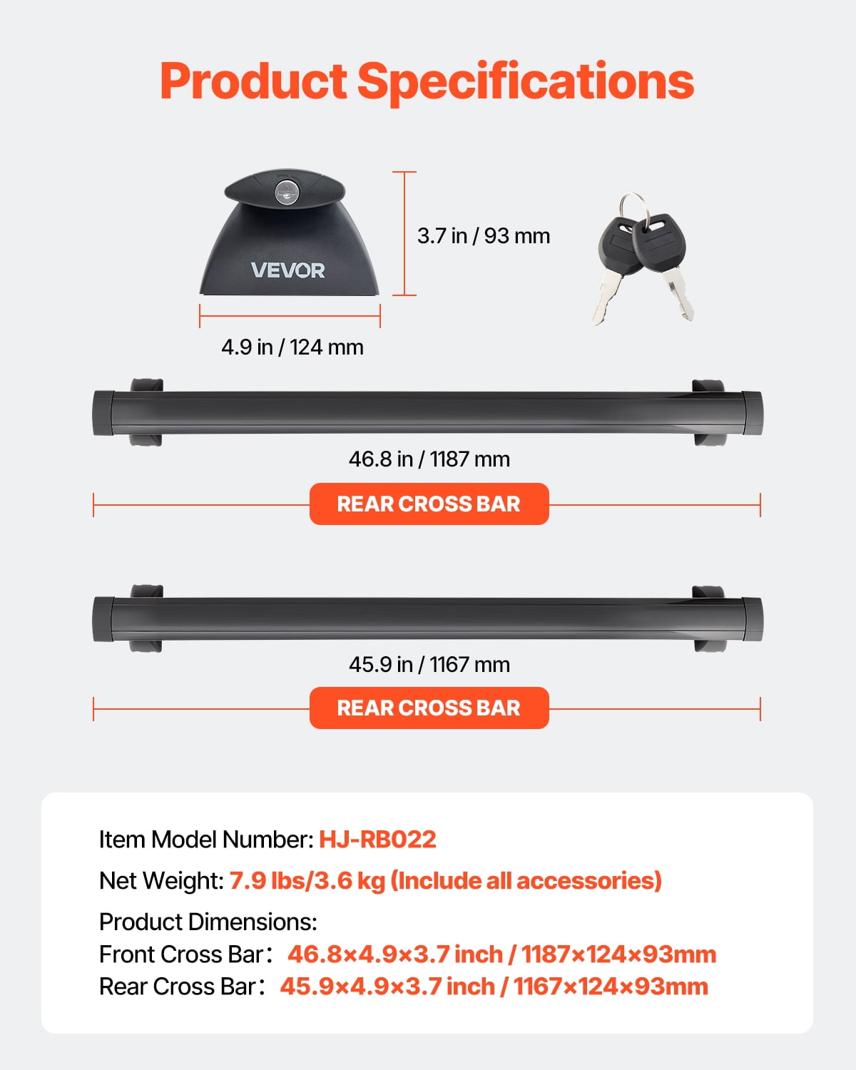 VEVOR Roof Rack Cross Bars, Fits Jeep Grand Cherokee 2011-2021 (With Grooved Side Rails), 200 LBS Capacity, Lockable Heavy Duty Aluminum Crossbar Racks Roof Rail Rooftop Luggage Canoe