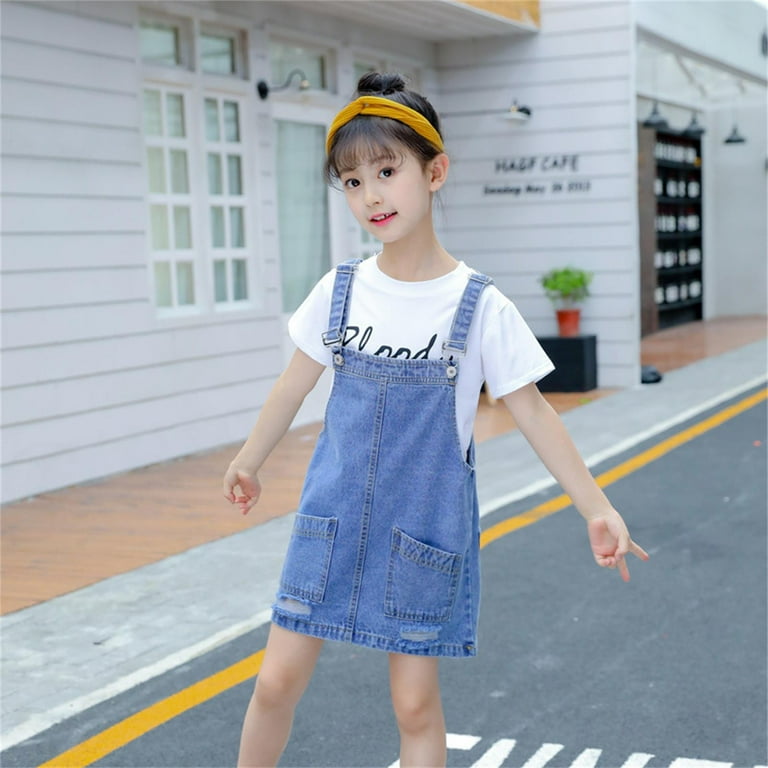 Tiijoy Girls Casual Denim Jumper Dress Sleeveless Short Jean Dress, Sizes  18-24M - Walmart.com