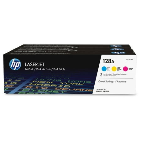 HP 128A Tri-pack - 3-pack - yellow cyan magenta - original - LaserJet - toner cartridge (CF371AM)