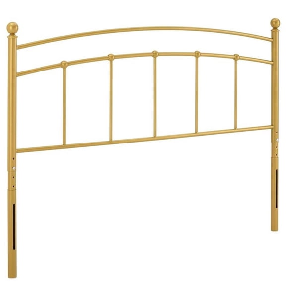 Pemberly Row Modern Farmhouse King Metal Spindle Headboard in Gold