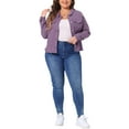thumbnail image 4 of Chaquetas de mezclilla de mujer de tallas grandes Agnes Orinda, de manga larga, con bolsillos, 3X, color púrpura, 4 of 8