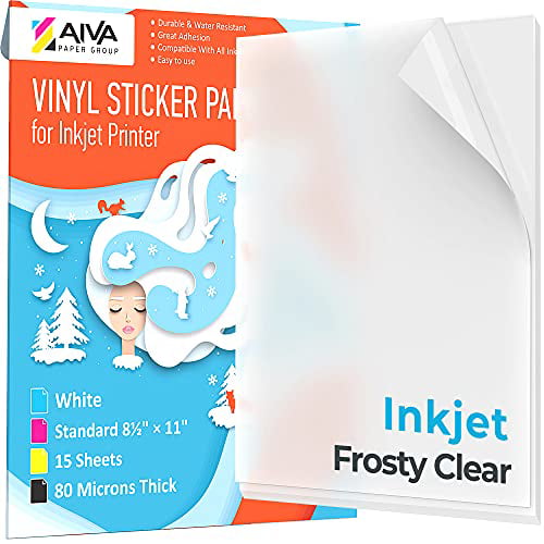 printable vinyl sticker paper for inkjet printer frosty clear semi transparent 15 self adhesive sheets waterproof decal paper standard letter size 8 5 x11 walmart com