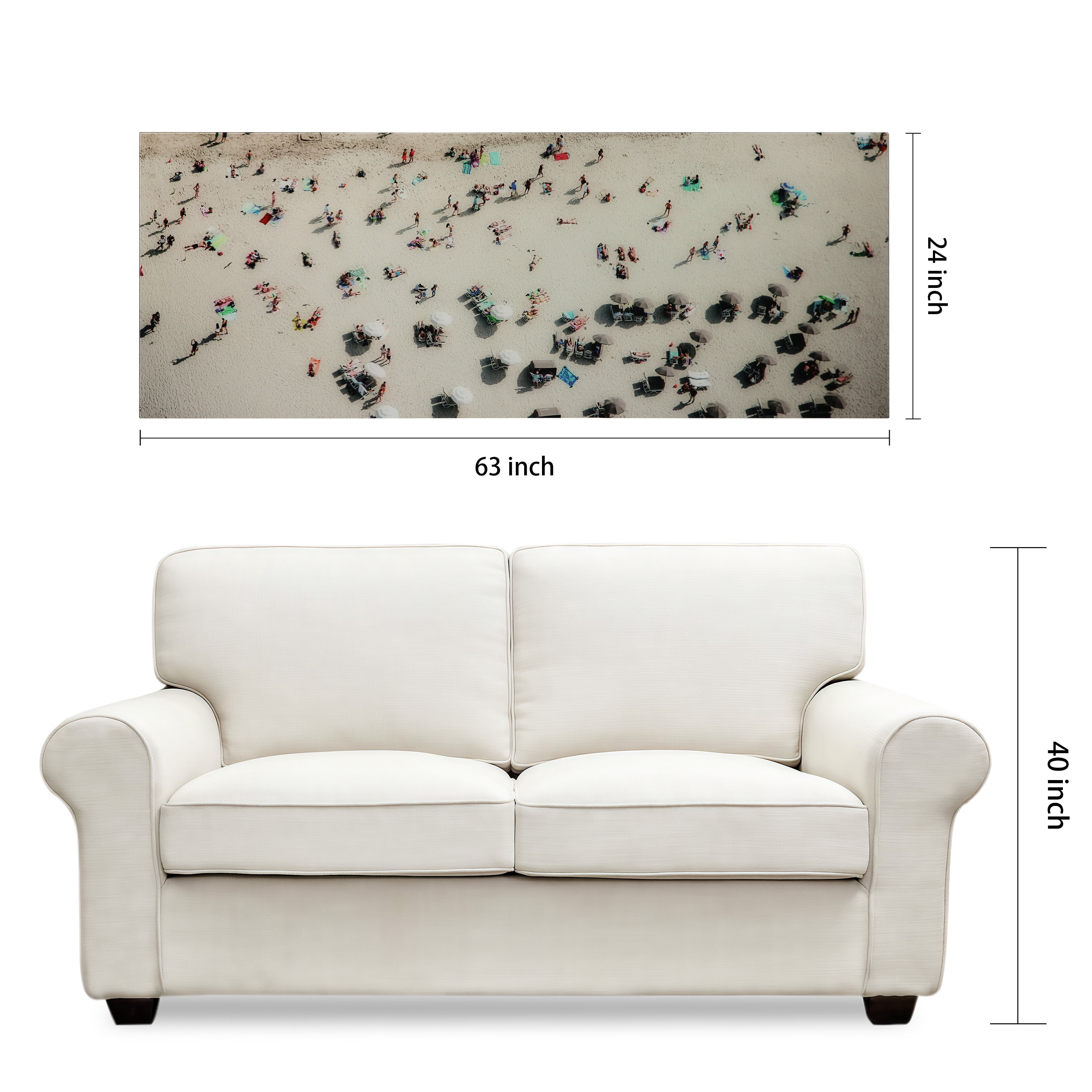 Empire Art Direct Beach Day Frameless Free Floating Tempered Glass Panel Graphic Wall Art, 24" x 63" x 0.2", Ready to Hang