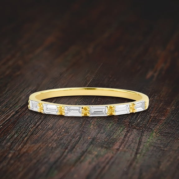 0.50 Carat Baguette Moissanite Wedding Band Engagement Ring Stackable Ring Promise ring on 10k Gold