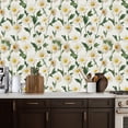 thumbnail image 2 of Peel and Stick Wallpaper White Daisy Floral Yellow Centers Green Leaves Light Wall Mural 17.7in x 9.8ft Self Adhesive Removable Wall Paper Renter Friendly Wallpaper for Nursery Bedroom Cabinets, 2 of 8