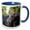 Blue/White, variant on 3drose, Usa, Wy. Bull Moose Eats from a Willow Bush, 11oz Two-tone Red Mug