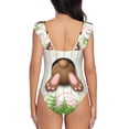 thumbnail image 6 of Yiaed Brown Bunny Print Women's Ruffled One Piece Swimsuit V Neck Swimwear Slimming Monokini for Woman-Small, 6 of 8