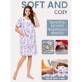 thumbnail image 3 of Casual Nights Women's Snap Front Lightweight Housecoat | Short Sleeve House Dress Duster Lounger Robe with Pockets | Cotton Poly Knit, Mid Calf | Purple Butterfly - X-Large, 3 of 6