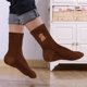 thumbnail image 5 of Calcetines gruesos y cálidos de invierno para mujer, con forro polar, hasta la pantorrilla, bonitos y gruesos, para dormir., 5 of 6