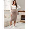 thumbnail image 5 of DARING DIVA Women's Maternity Skirt Ribbed Stretchy Elastic Waist Over Belly S Khaki, 5 of 7