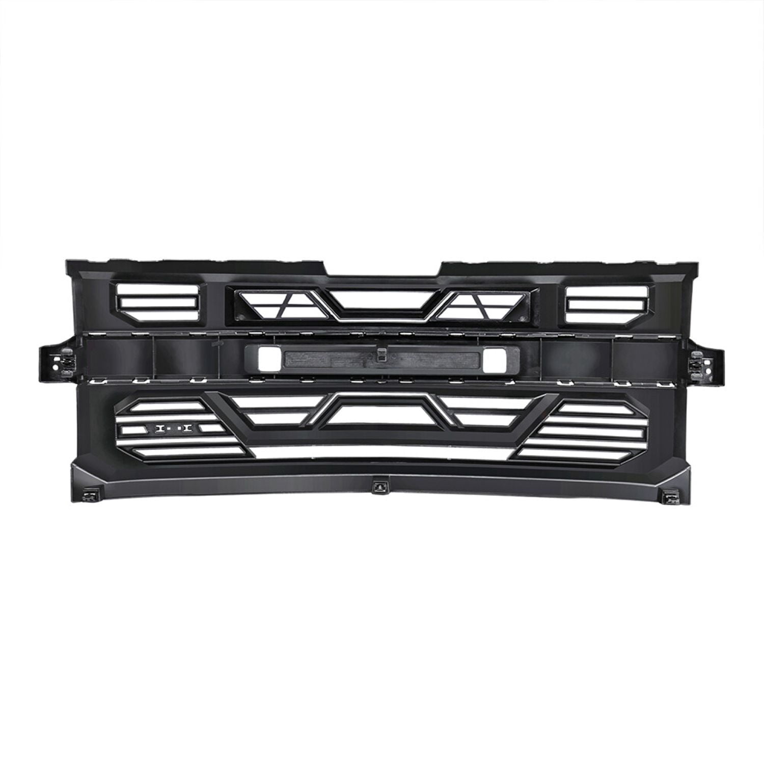 AMERICAN MODIFIED Front Armor Grille W/Emblem HolderMatte Black For 2019-2021 Chevy Silverado 1500 WT Custom