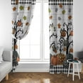 thumbnail image 4 of Autumn Pumpkin Curtains,Rustic Country Farmhouse Fall Floral Black White Buffalo Check Plaid Tree Rustic Plank Wooden Decor Fabric Window Drapes Treatmen for Bedroom Living Room 42x84in,2 Panel Set, 4 of 6