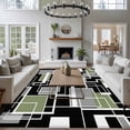 thumbnail image 3 of 8x10 Area Rugs for Living Room, Sage Green Black Geometric Non Slip Area Rugs for Kitchen Bedroom Entryway, Modern Abstract Art Block Washable Carpet Runner Rug Floor Mats for Bedroom Home Decor, 3 of 8