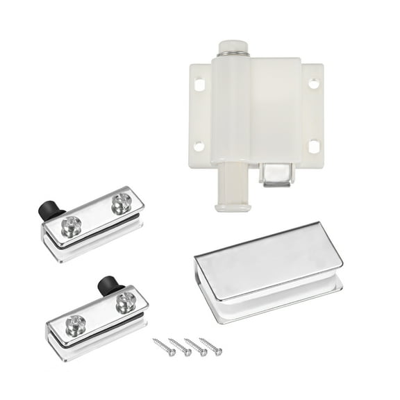 Unique Bargains 5-6mm Glass Door Single Head Magnetic Catch Latch ABS White with Clamp 2 Set