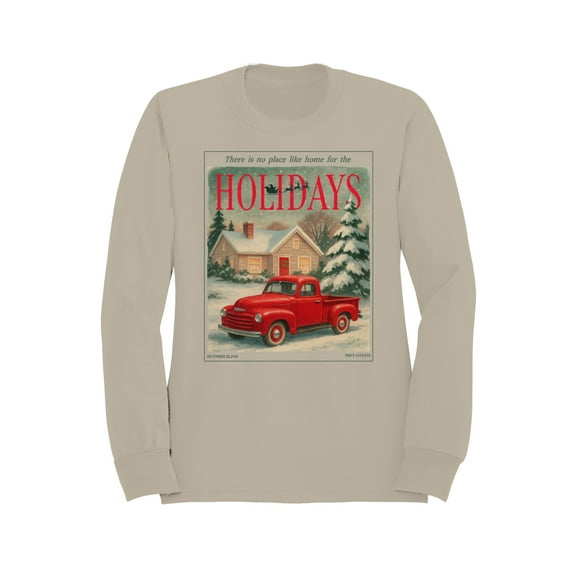 Vintage Holiday Red Truck Scene Men's Sweatshirt