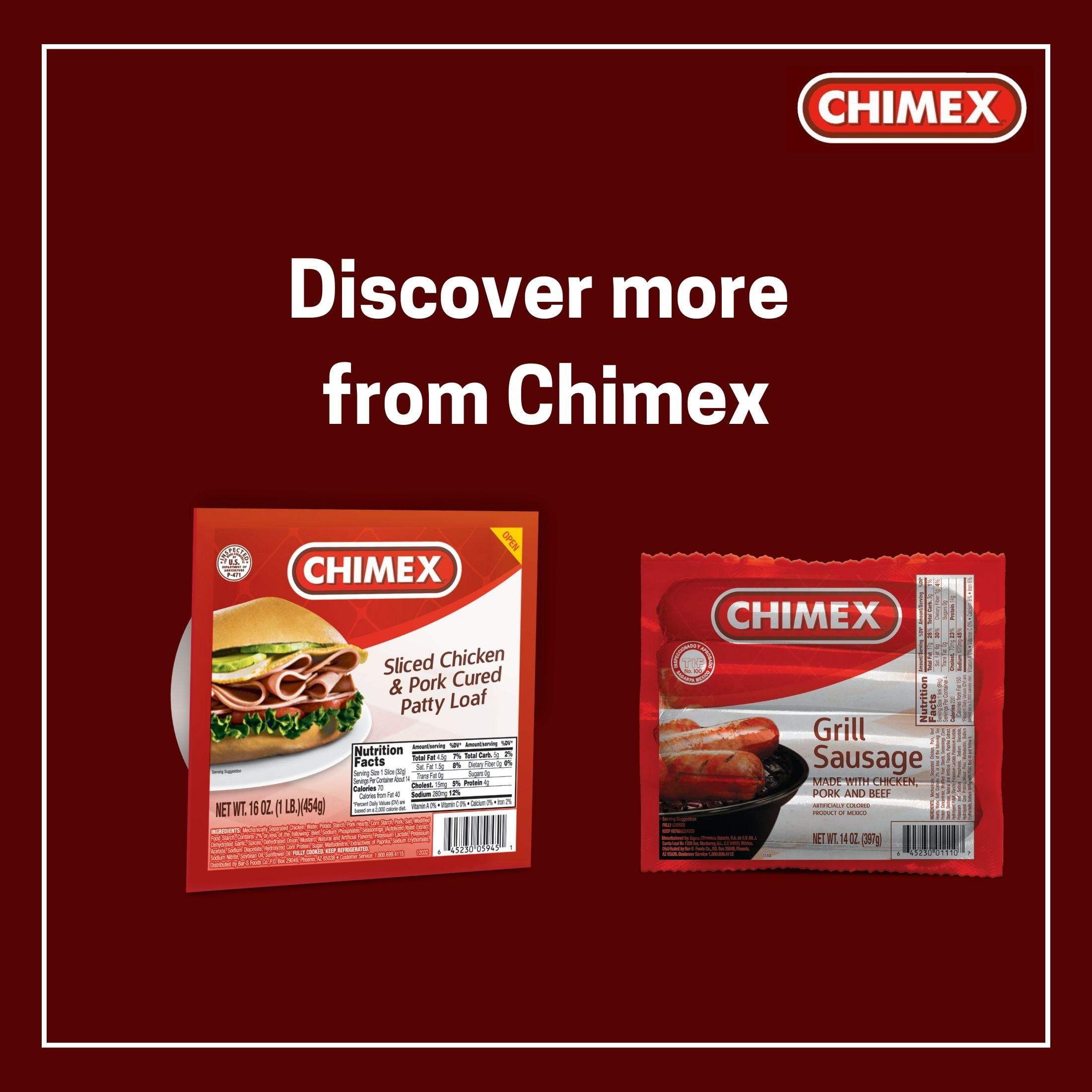CHIMEX Fully Cooked Cured Patty Loaf- 6lb, Whole, Vacuum-Sealed Plastic Pack