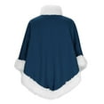 thumbnail image 5 of BLTIBY Faux Fur Trim Poncho for Women Thicken Warm Fleece Lined Cape Elegant Draped Winter Shawl Wraps Coats Fuzzy Pull On Cloak for Christmas Blue Free Size, 5 of 6