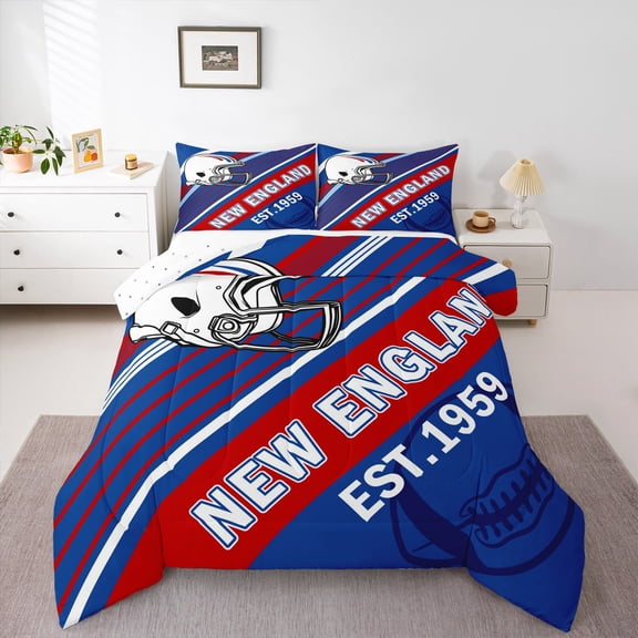 Erosebridal Football Comforter Sets,Ball Game Comforters & Duvets,Sport Decor (New England),Reversible,Breathable,2pcs