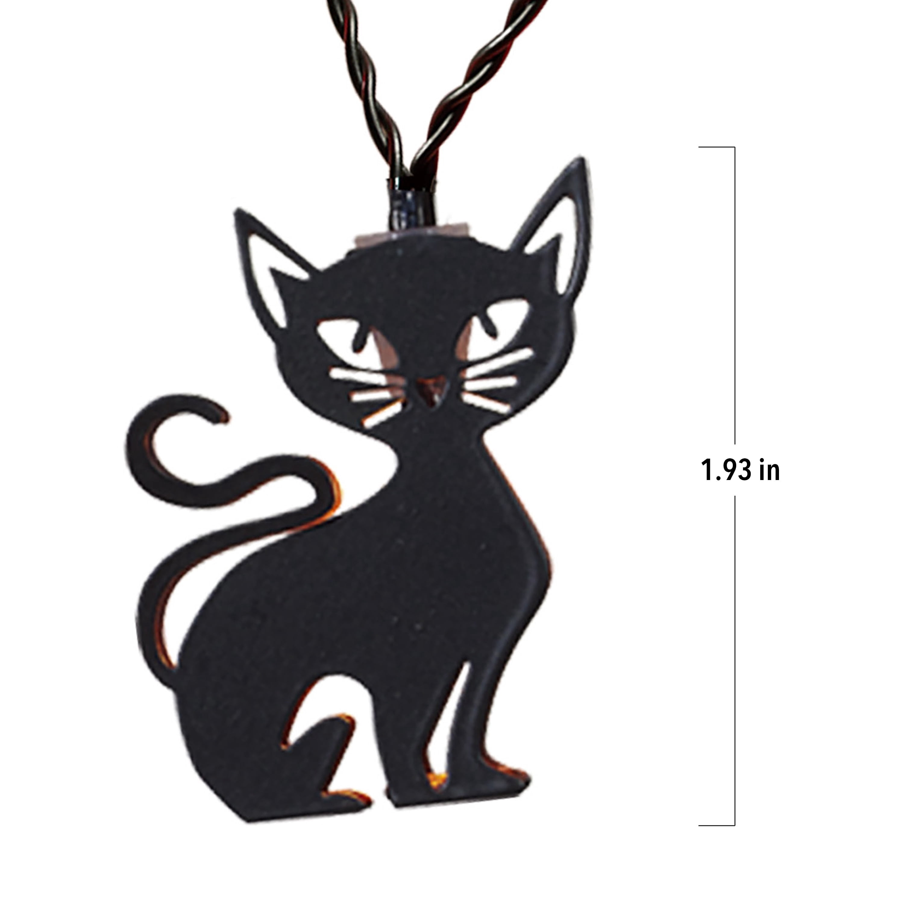 Indoor Battery-Operated LED Metal Cat String Lights, Orange, 4.5', Halloween by Way To Celebrate