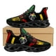 thumbnail image 1 of Zapatillas de malla estilo moderno para mujer, con estampado de león y bandera de Jamaica, zapatos de plataforma para mujer, planos con cordones y hojas de marihuana., 1 of 6