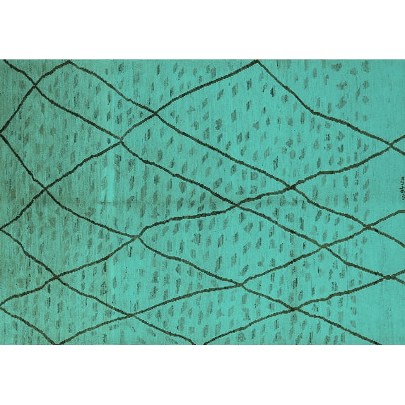 Ahgly Company Indoor Rectangle Solid Turquoise Blue Modern Area Rugs, 5' x 7'