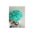 thumbnail image 4 of Flores artificiales de rosas de espuma, rosas falsas, ramo falso para fiestas de bricolaje, decoración de bodas en el hogar (25 piezas, azul turquesa), 4 of 4