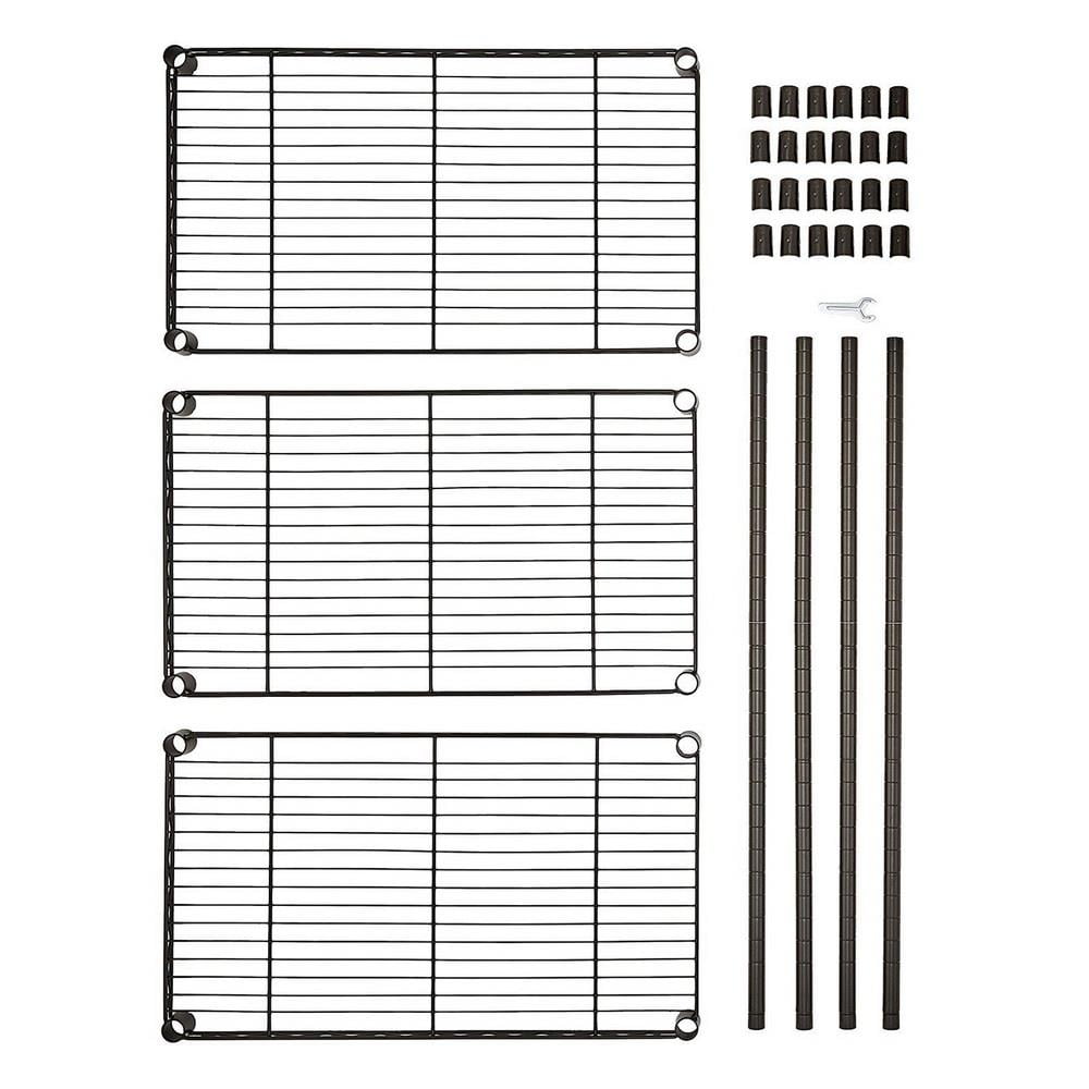 Ktaxon 3 Tier Storage Rack, Adjustable Kitchen Metal Wire Shelving Organizer Unit, 24'' L x 14'' W x 33.5'' H, Black