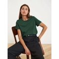 thumbnail image 1 of Wolfeel T-shirt d'Été 100 % Coton pour Femmes, Basique, Mode, Manches Courtes, Ample, 230g/m2, FJH, 1 of 7