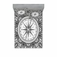 thumbnail image 2 of Ambesonne Vintage Fitted Sheet & Pillow Sham Set, Ornate Floral Wind Rose, Twinxl, Black White, 2 of 3