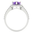 thumbnail image 4 of 2.36 ctw with Simulated Diamond Halo Accents Anniversary Ring for Women | Pear Cut Natural Amethyst | Hyperallergenic Solid 18K White Gold, 4 of 5