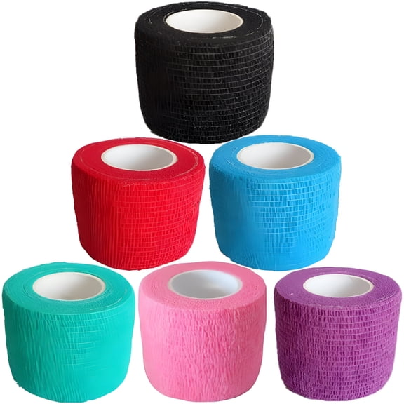 QARUN 6 Pack 3 Inches Cohesive Bandage Self Adhesive Wrap Elastic Self Adherent Vet Wrap Breathable Self Stick Tape for Wrist, Ankle, Sports, Tattoo Wrap (5 Yards, Multi Colors)